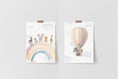 Load image into Gallery viewer, Safari Animal Rainbow Nursery Prints | Set of 2 | Hot Air Balloon Wall Art for Baby's Room - RoseRowanDesign -