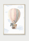 Load image into Gallery viewer, Safari Animal Rainbow Nursery Prints | Set of 2 | Hot Air Balloon Wall Art for Baby's Room - RoseRowanDesign -