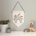 Load image into Gallery viewer, Safari Animal Rainbow Pennant Wall Flag | Kids Room Banner - RoseRowanDesign -