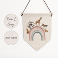 Load image into Gallery viewer, Safari Animal Rainbow Pennant Wall Flag | Kids Room Banner - RoseRowanDesign -