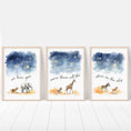 Load image into Gallery viewer, Safari Animal Star Nursery Prints | Set of 3 | Gender Neutral Wall Art for Baby's Room - RoseRowanDesign -