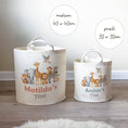 Load image into Gallery viewer, Safari Animal Themed Personalised Toy Trug for Kids Room or Nursery - RoseRowanDesign -