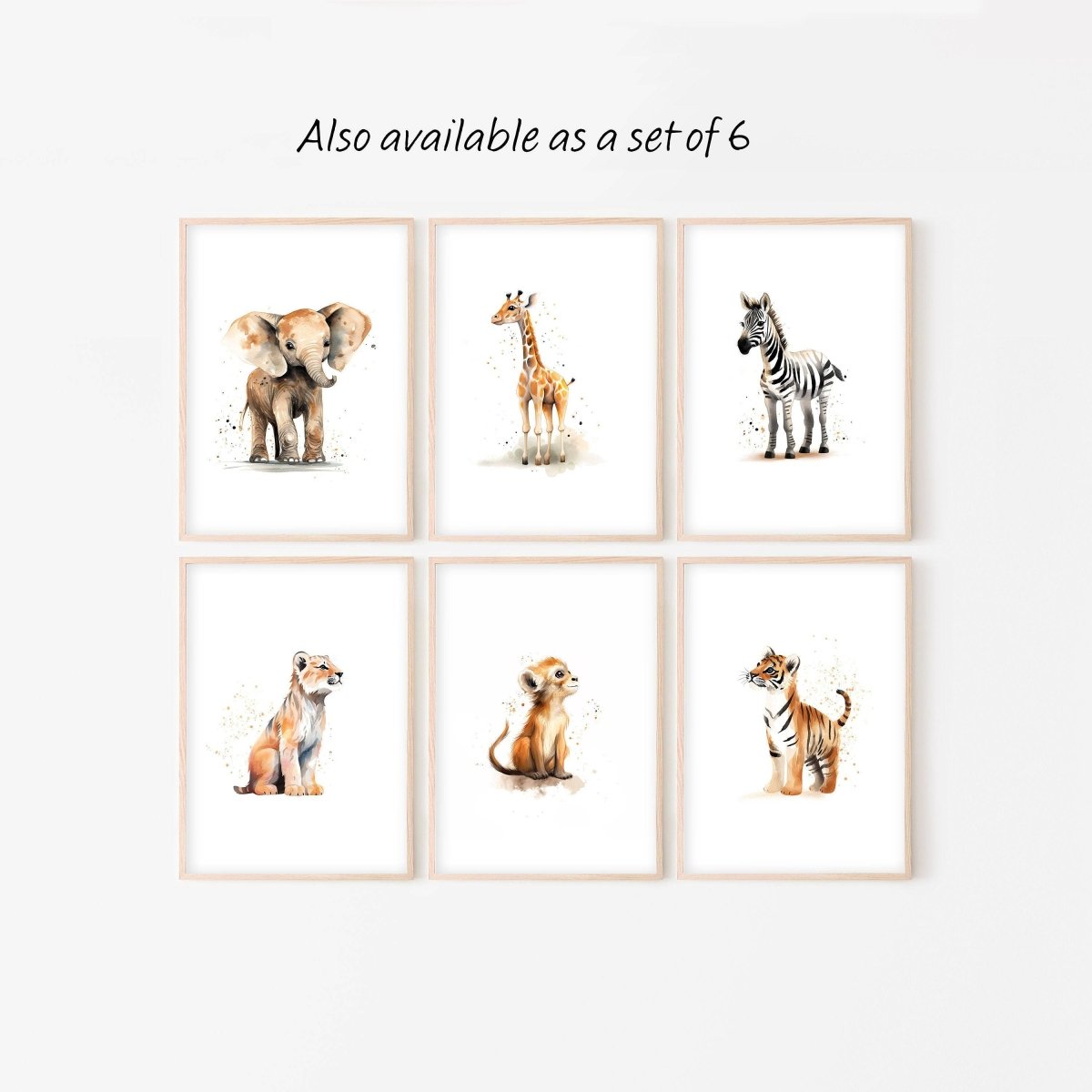 Safari Animal Wall Art Prints | Set of 3 | Neutral Safari Theme Nursery Decor - RoseRowanDesign -