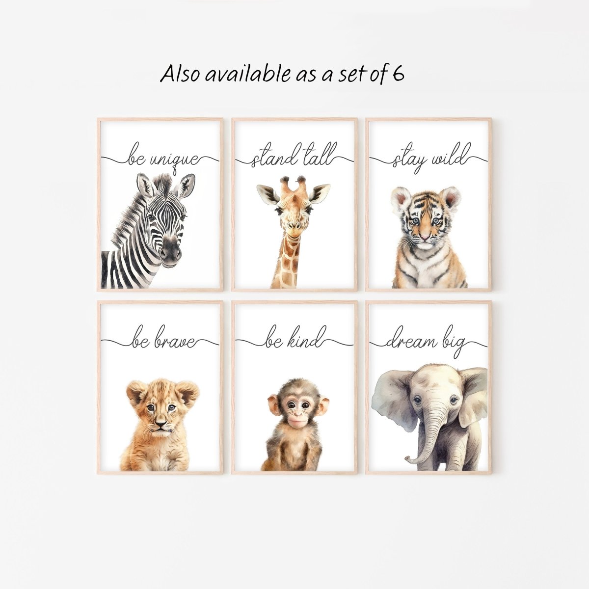 Safari Animal Wall Art Prints | Set of 3 | Quotes for Baby Room - RoseRowanDesign -