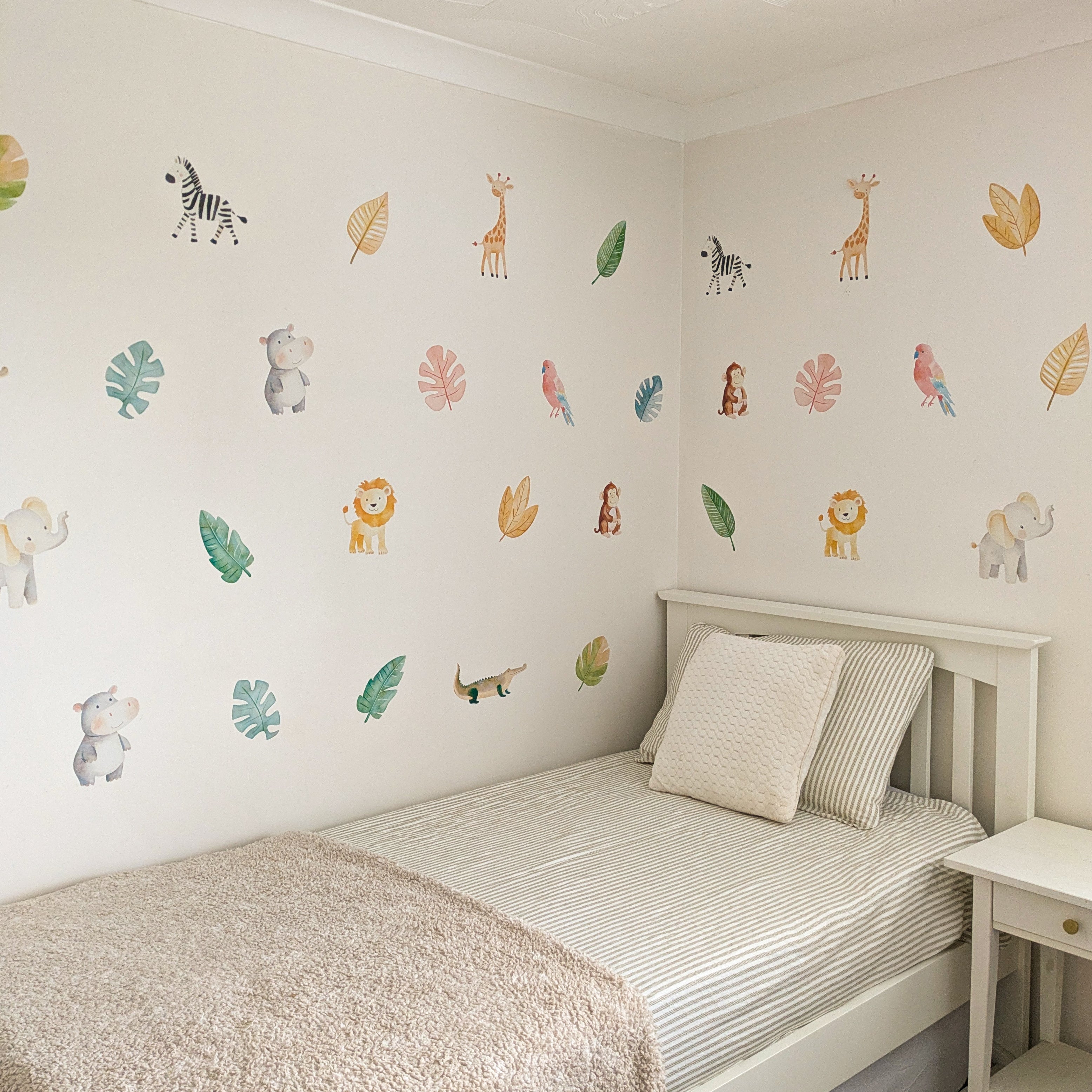 Safari Animal Wall Stickers | Removable Nursery Jungle Fabric Decals ...
