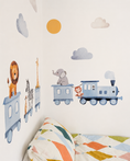 Load image into Gallery viewer, Premium Fabric Nursery Wall Stickers - Train and Safari Animals