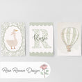 Load image into Gallery viewer, Sage Green Nursery Prints – Personalised Goose & Hot Air Balloon - RoseRowanDesign -