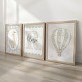 Load image into Gallery viewer, Sage Green Nursery Prints – Personalised Goose & Hot Air Balloon - RoseRowanDesign -