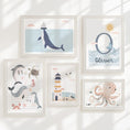 Load image into Gallery viewer, Sea Life Nursery Gallery Wall Set – Ocean Creatures Prints - RoseRowanDesign - Wall Art
