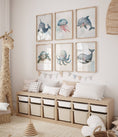 Load image into Gallery viewer, Sea Life Nursery Prints | Set of 6 | Ocean Theme Wall Art for Baby's Room - RoseRowanDesign -