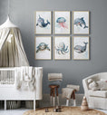 Load image into Gallery viewer, Sea Life Nursery Prints | Set of 6 | Ocean Theme Wall Art for Baby's Room - RoseRowanDesign -