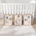 Load image into Gallery viewer, Set of 3 Balloon Animal Nursery Prints – Personalised Bear, Bunny, Giraffe & Lion Wall Art for Kids Room - RoseRowanDesign -