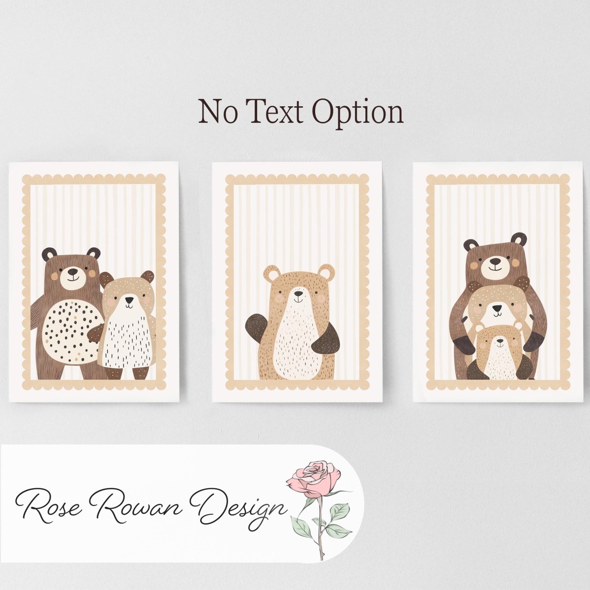 Set of 3 Bear Family Prints – 'First We Had Each Other' Wall Art for Nursery or Playroom - RoseRowanDesign -