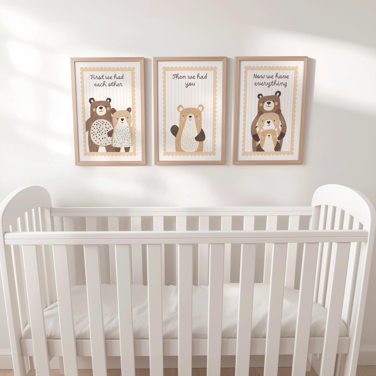 Set of 3 Bear Family Prints – 'First We Had Each Other' Wall Art for Nursery or Playroom - RoseRowanDesign -
