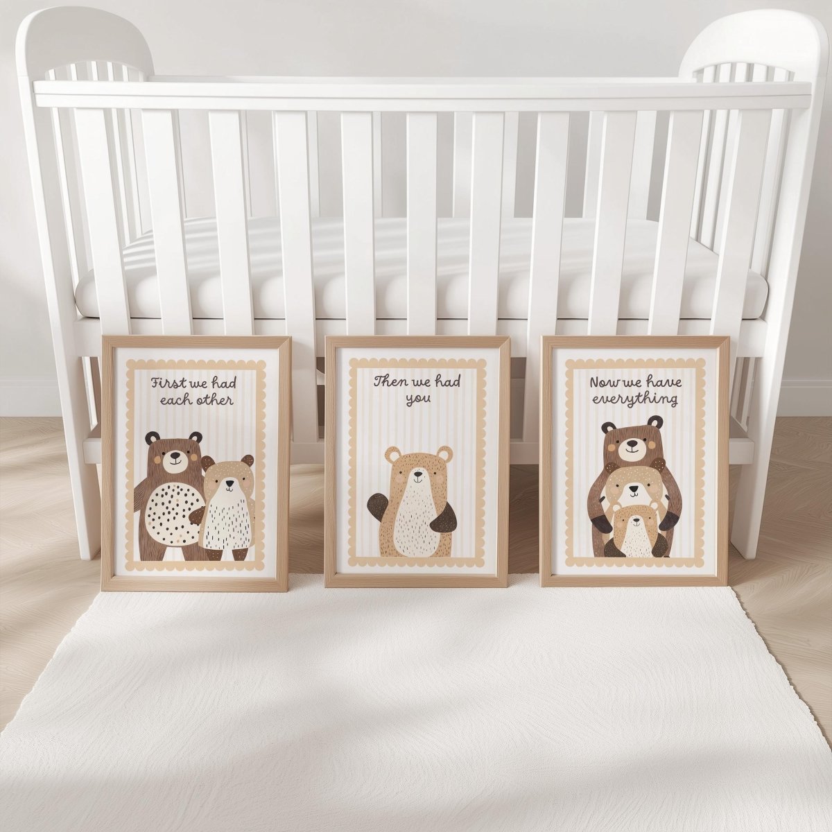 Set of 3 Bear Family Prints – 'First We Had Each Other' Wall Art for Nursery or Playroom - RoseRowanDesign -