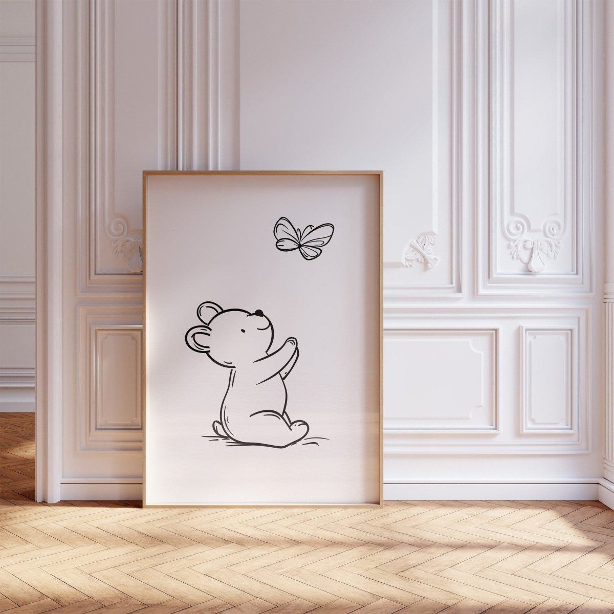 Set of 3 Bear Line Art Prints for Nursery, Teddy Pictures for Babies Bedroom, Black and White Kids Room Decor, Gender Neutral Playroom - RoseRowanDesign -