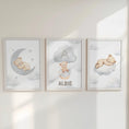 Load image into Gallery viewer, Set of 3 Cloud Bears Prints – Beige & Grey Gender Neutral Wall Art for Nursery, Bedroom or Playroom - RoseRowanDesign -