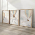 Load image into Gallery viewer, Set of 3 Hot Air Balloon Nursery Prints – Gender Neutral Boho Animal Wall Art for Kids Room - RoseRowanDesign -