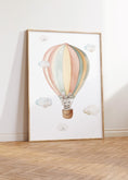 Load image into Gallery viewer, Set of 3 Hot Air Balloon Prints for Nursery | Pastel Colours | Bunny, Goose, Bear - RoseRowanDesign -