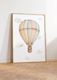 Load image into Gallery viewer, Set of 3 Hot Air Balloon Prints for Nursery | Pastel Colours | Bunny, Goose, Bear - RoseRowanDesign -