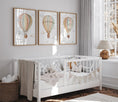 Load image into Gallery viewer, Set of 3 Hot Air Balloon Prints for Nursery | Pastel Colours | Bunny, Goose, Bear - RoseRowanDesign -