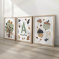 Load image into Gallery viewer, Set of 3 Little Acorns Nursery Prints – Whimsical Personalised Oak Tree Wall Art for Kids Room - RoseRowanDesign -