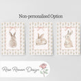 Load image into Gallery viewer, Set of 3 Personalised Bunny Prints – Tulip Floral Custom Name Wall Art for Girls Nursery - RoseRowanDesign -