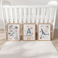 Load image into Gallery viewer, Set of 3 Personalised Sea Creatures Nursery Prints – Custom Name Ocean & Nautical Wall Art - RoseRowanDesign -