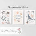 Load image into Gallery viewer, Set of 3 Personalised Sea Creatures Nursery Prints – Custom Name Ocean & Nautical Wall Art - RoseRowanDesign -