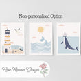 Load image into Gallery viewer, Set of 3 Personalised Sea Life Nursery Prints – Custom Name Ocean & Nautical Wall Ar - RoseRowanDesign -