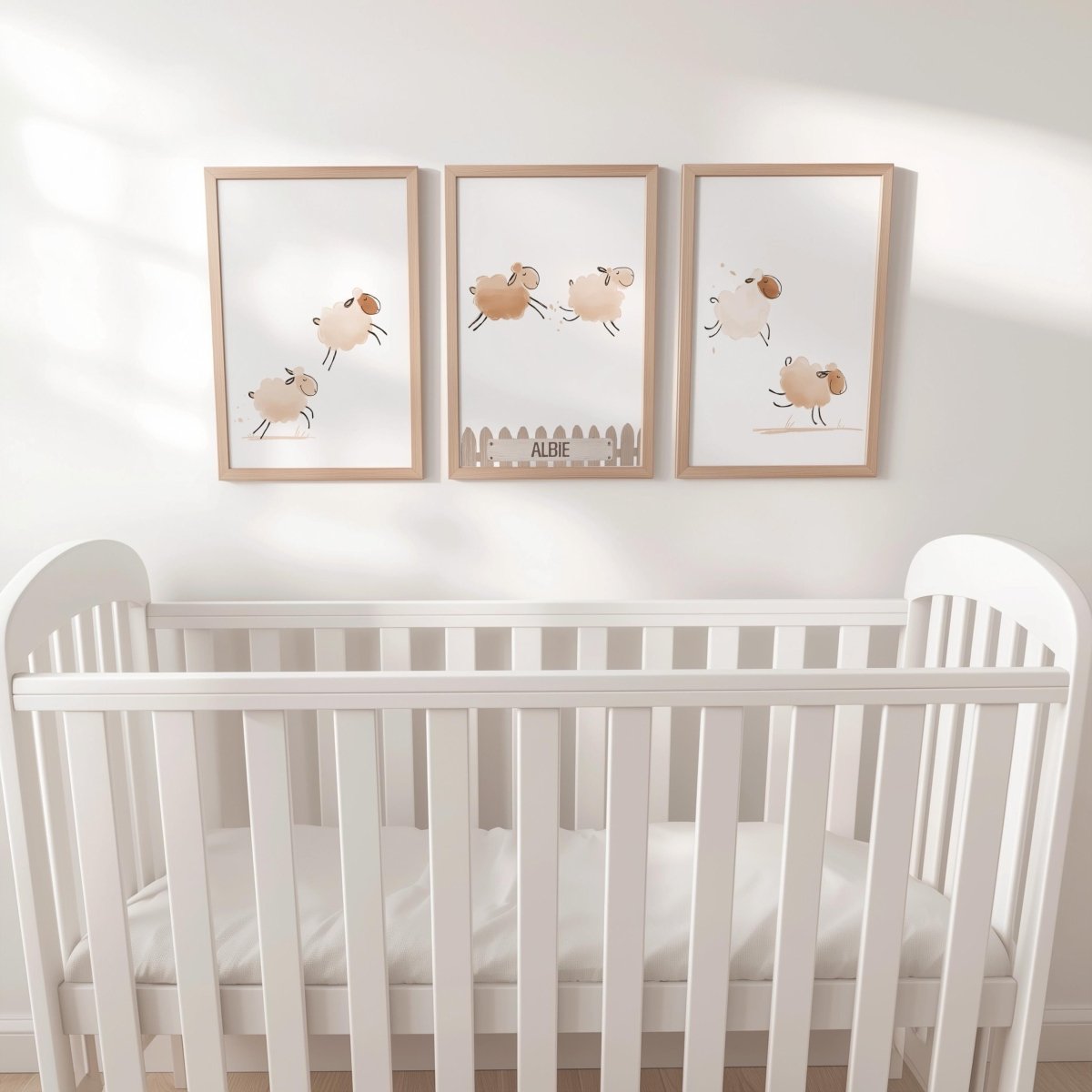 Set of 3 Personalised Sheep Farm Prints – Kids Name Wall Art for Nursery, Bedroom or Playroom - RoseRowanDesign -