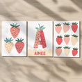Load image into Gallery viewer, Set of 3 Personalised Strawberry Prints – Custom Name Wall Art for Girls Nursery & Bedroom - RoseRowanDesign -