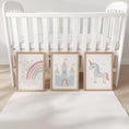 Load image into Gallery viewer, Set of 3 Personalised Unicorn Nursery Prints – Castle, Rainbow & Stars Wall Art for Girls Room - RoseRowanDesign -