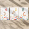 Load image into Gallery viewer, Set of 3 Personalised Wildflower Balloon Animal Nursery Prints – Custom Wall Art for Girls Room - RoseRowanDesign -