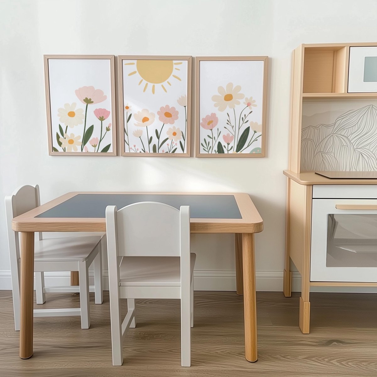 Set of 3 Personalised Wildflower Prints – Floral Name Wall Art for Girls Nursery & Boho Bedroom Decor - RoseRowanDesign -