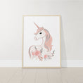 Load image into Gallery viewer, Set of 3 Pink Boho Unicorn Nursery Prints | Dream Catcher Wall Art - RoseRowanDesign -