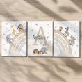 Load image into Gallery viewer, Set of 3 Safari Animal Nursery Prints – Neutral Beige Rainbow Wall Art for Boys Room - RoseRowanDesign -