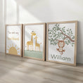 Load image into Gallery viewer, Set of 3 Safari Animal Nursery Prints – Sunshine, Giraffe & Monkey Wall Art - RoseRowanDesign -