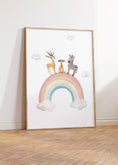 Load image into Gallery viewer, Set of 3 Safari Animal Prints for Nursery, Kids Bedroom or Playroom - Gender Neutral Decor for Babies Room - Hot Air Balloon, Boat & Rainbow - RoseRowanDesign -