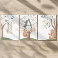 Load image into Gallery viewer, Set of 3 Tree House Animal Nursery Prints – Whimsical Bunny & Bear Wall Art for Kids Room - RoseRowanDesign -