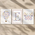 Load image into Gallery viewer, Set of 3 Wildflower Hot Air Balloon Prints – Custom Floral Name Wall Art for Girls Nursery & Bedroom - RoseRowanDesign -