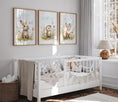 Load image into Gallery viewer, Set of 3 Woodland Animal Nursery Wall Prints, Wildflower Pictures for Babies Bedroom, Unisex Children's Room Decor, Toddler Playroom Posters - RoseRowanDesign -