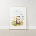 Load image into Gallery viewer, Set of 3 Woodland Animal Nursery Wall Prints, Wildflower Pictures for Babies Bedroom, Unisex Children's Room Decor, Toddler Playroom Posters - RoseRowanDesign -