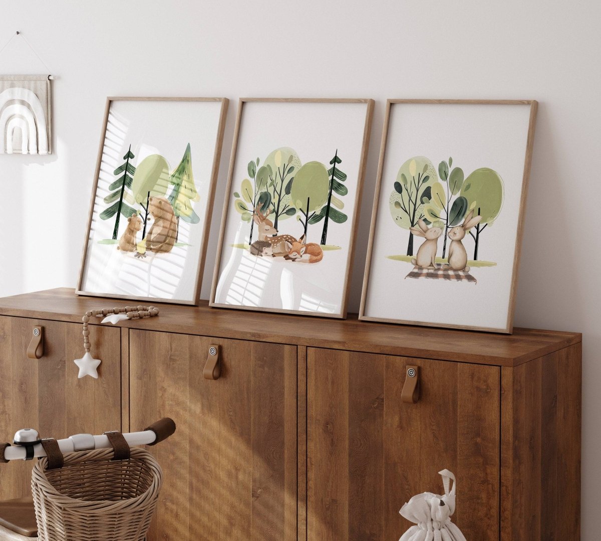 Set of 3 Woodland Animal Prints | Nursery, Bedroom & Playroom Decor | Scandi Boho Wall Art - RoseRowanDesign -