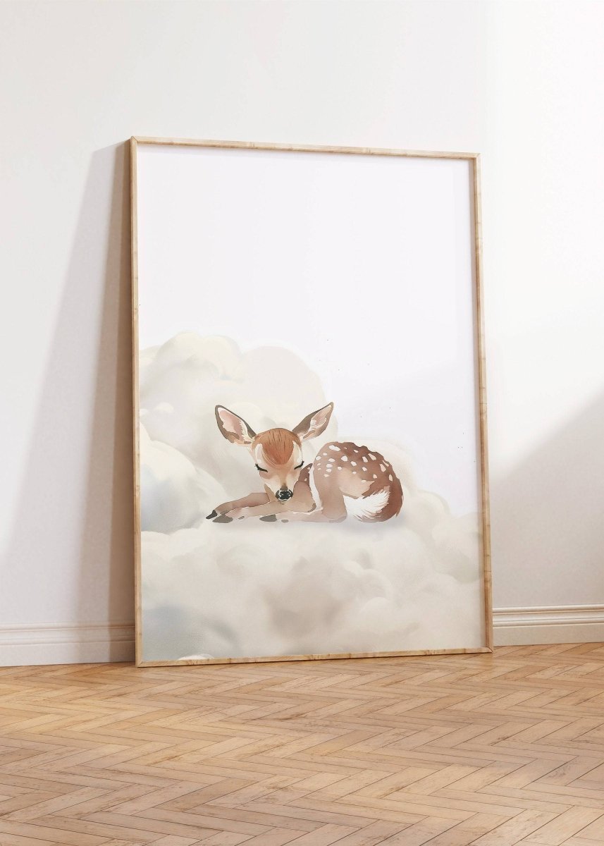 Sleeping Animals Nursery Wall Prints | Set of 3 | Bunny, Fox & Deer for Gender - Neutral Baby Room - RoseRowanDesign -