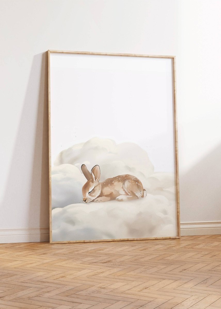 Sleeping Animals Nursery Wall Prints | Set of 3 | Bunny, Fox & Deer for Gender - Neutral Baby Room - RoseRowanDesign -