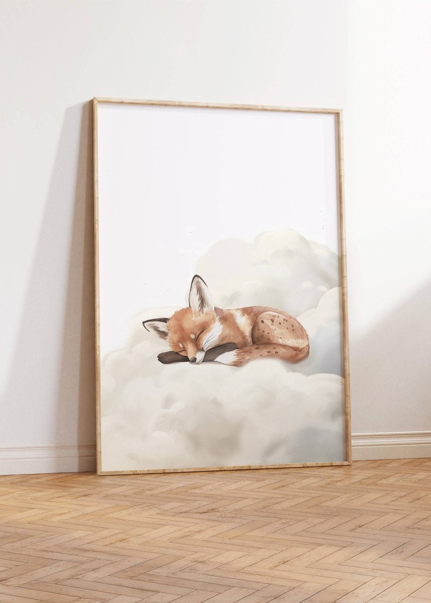 Sleeping Animals Nursery Wall Prints | Set of 3 | Bunny, Fox & Deer for Gender - Neutral Baby Room - RoseRowanDesign -