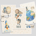 Load image into Gallery viewer, Space Gallery Wall Nursery Prints – Rocket & Planet Wall Art Set - RoseRowanDesign - Wall Art