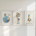 Load image into Gallery viewer, Space Nursery Prints – Rocket, Astronaut & Planets Wall Art Set - RoseRowanDesign -