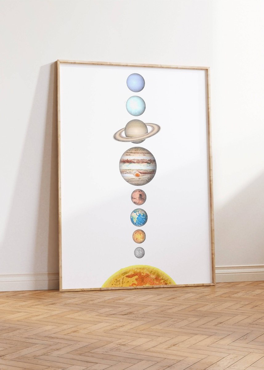 Space Nursery Prints | Set of 2 | Solar System & Rocket Wall Art for Kids' Room - RoseRowanDesign -